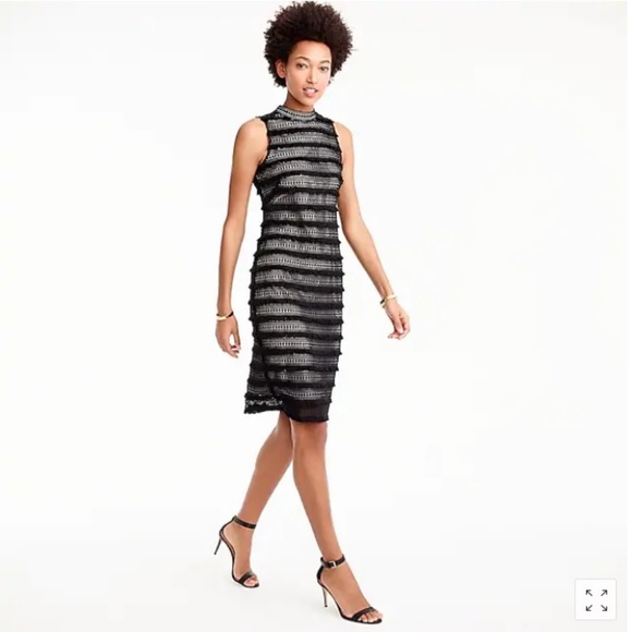 J. Crew Dresses & Skirts - 👠🌹J. CREW Sheath Dress Fringy Lace Black/tan 8